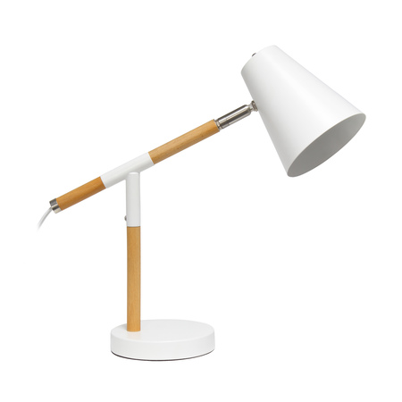 SIMPLE DESIGNS White Matte and Wooden Pivot Desk Lamp LD1059-WHT